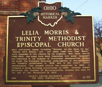 Lelia Morris & Trinity Methodist Episcopal Church Marker. Click for full size. Lelia Morris & Trinity Methodist Episcopal Church Marker image. Click for full size.