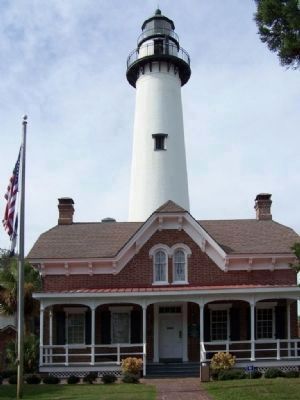 Historic St. Simons Lighthouse , National Register of Historical Places Plaque seen at left of door image. Click for full size.