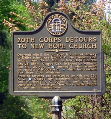 20th Corps Detours to New Hope Church Marker image. Click for full size.