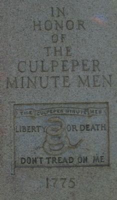 Front of Culpeper Minute Men Monument. Click for full size. Front of Culpeper Minute Men Monument image. Click for full size.