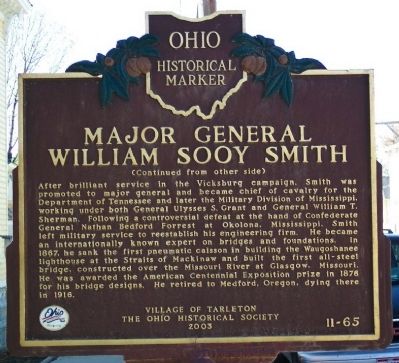 Major General William Sooy Smith Marker (side B). Click for full size. Major General William Sooy Smith Marker (side B) image. Click for full size.