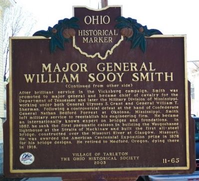 Major General William Sooy Smith Marker (side B) image. Click for full size.