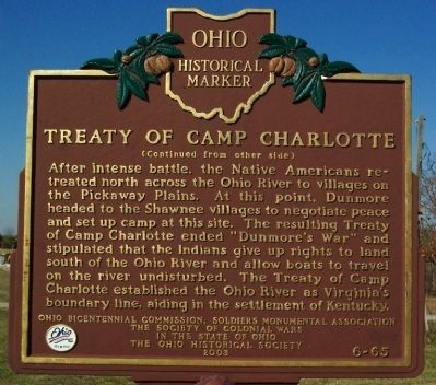 Treaty of Camp Charlotte Marker (side B) image. Click for full size.