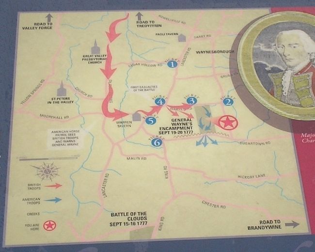Map of General Waynes Encampment from Marker image. Click for full size.