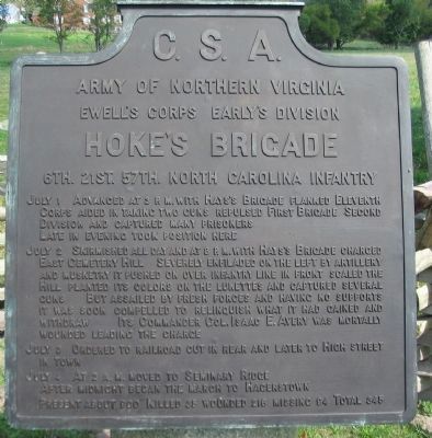 Hoke's Brigade Tablet image. Click for full size.