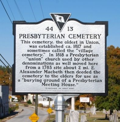 Presbyterian Cemetery Marker - Front image. Click for full size.
