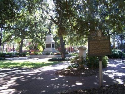 Madison Square Marker, with Sergeant Jasper Monument in background image. Click for full size.