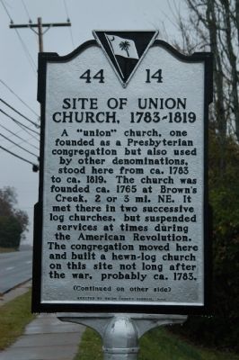 Site of Union Church, 1783-1819 Marker image. Click for full size.