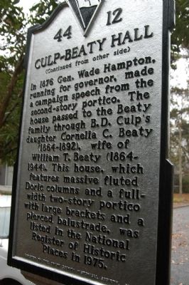 Culp-Beaty Hall Marker. Click for full size. Culp-Beaty Hall Marker image. Click for full size.