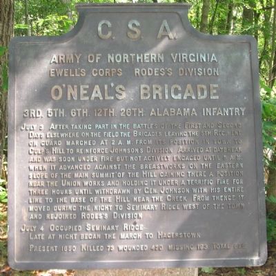 O'Neal's Brigade Tablet. Click for full size. O'Neal's Brigade Tablet image. Click for full size.
