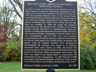 Old Fort Union American Methodist Episcopal Church Marker image. Click for full size.