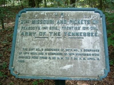 21st Missouri and pickets Marker. Click for full size. 21st Missouri and pickets Marker image. Click for full size.