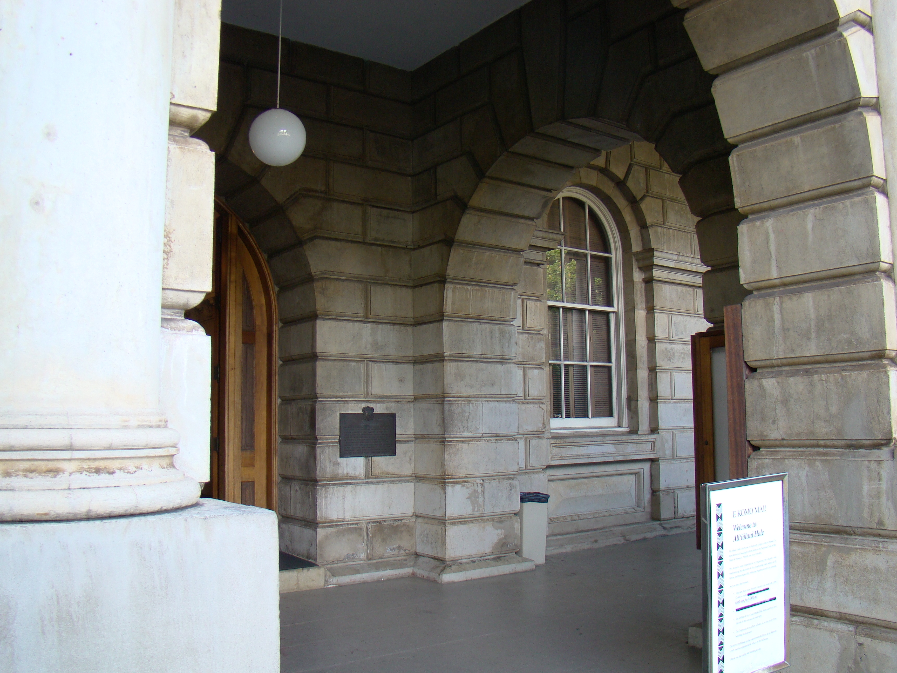 Aliiolani Hale Historic Marker at Building Entrance