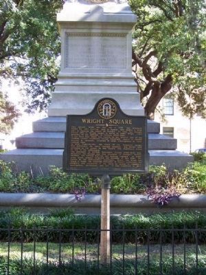 Wright Square Marker, Gordon Monument in background image. Click for full size.