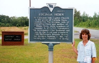 Lucinda Horn Marker, with her descendent. Click for full size. Lucinda Horn Marker, with her descendent image. Click for full size.