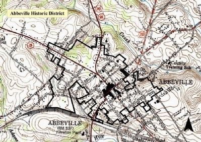Map of the Abbeville Historic District, Including the Square image. Click for full size.
