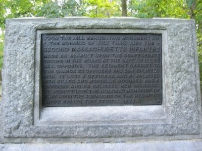 Front Plaque of the Second Massachusetts Infantry Monument image. Click for full size.