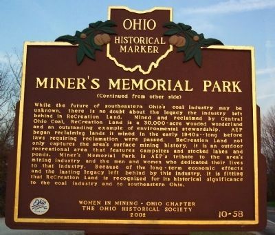Miner's Memorial Park Marker (Side B). Click for full size. Miner's Memorial Park Marker (Side B) image. Click for full size.
