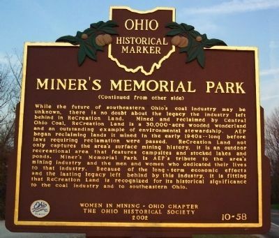 Miner's Memorial Park Marker (Side B) image. Click for full size.