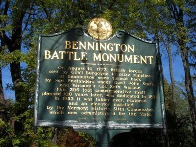 Bennington Battle Monument Marker image. Click for full size.