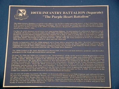 100th Infantry Battalion (Separate) Tablet image. Click for full size.