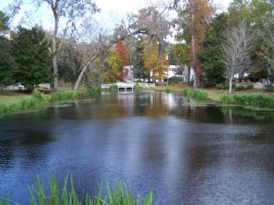 St. Andrew's Parish Church , a pond nearby the church cemetery along SC 61 image. Click for full size.