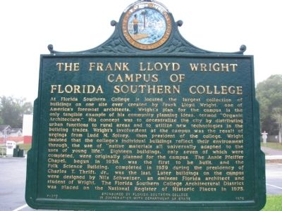 The Frank Lloyd Wright Campus of Florida Southern College Marker image. Click for full size.