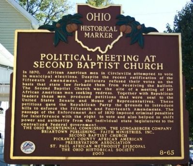 Political Meeting at Second Baptist Church Marker image. Click for full size.