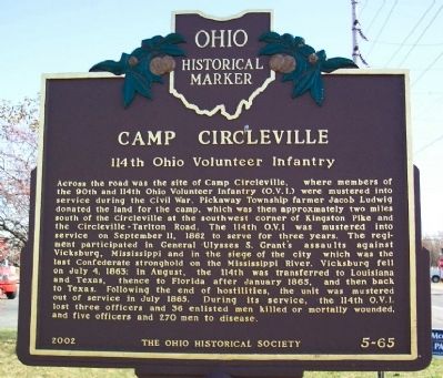 Camp Circleville Marker Reverse image. Click for full size.