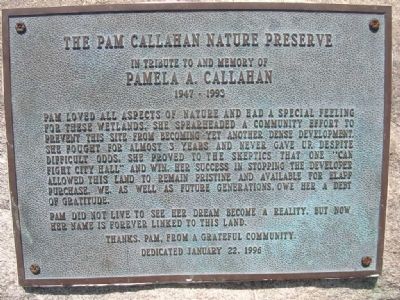 The Pam Callahan Nature Preserve Marker image. Click for full size.