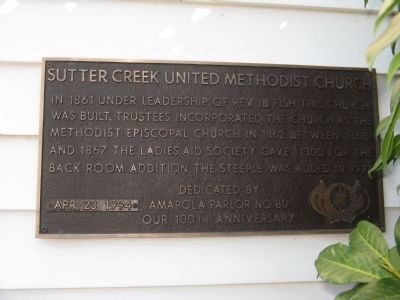 Sutter Creek United Methodist Church Marker image. Click for full size.