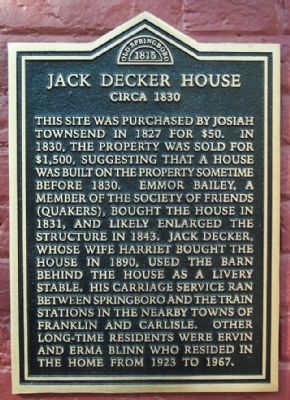 Jack Decker House Marker image. Click for full size.