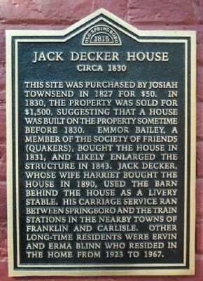 Jack Decker House Marker. Click for full size. Jack Decker House Marker image. Click for full size.
