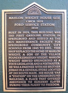 Mahlon Wright House Site / Ford Service Station Marker image. Click for full size.
