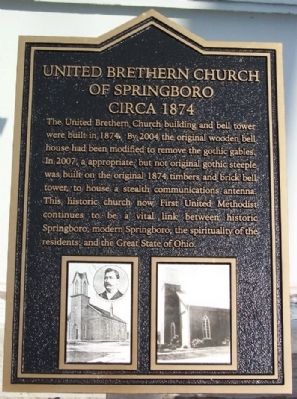 United Brethren Church of Springboro Marker image. Click for full size.