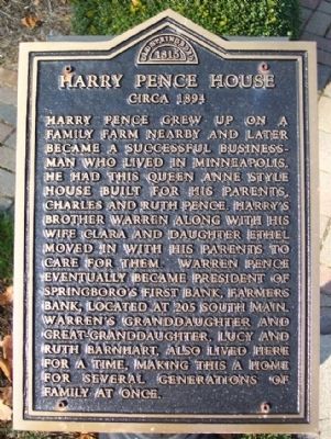 Harry Pence House Marker. Click for full size. Harry Pence House Marker image. Click for full size.