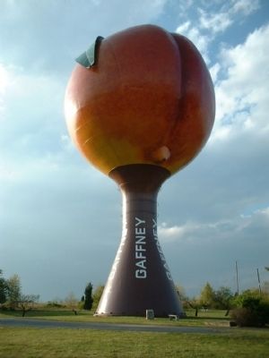Millwood Park Marker and its " Peachoid " Landmark image. Click for full size.