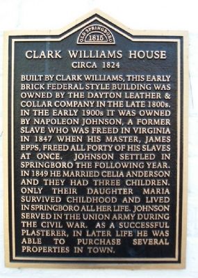 Clark Williams House Marker. Click for full size. Clark Williams House Marker image. Click for full size.
