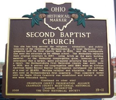 Second Baptist Church Marker (side A) image. Click for full size.