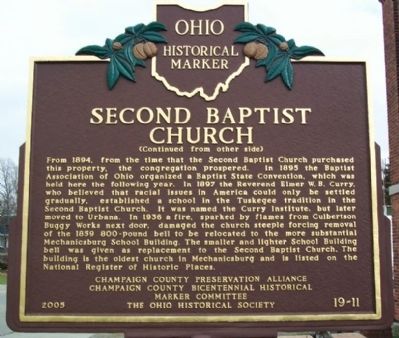 Second Baptist Church Marker (side B) image. Click for full size.