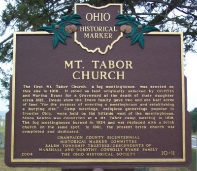 Mt. Tabor Church Marker. Click for full size. Mt. Tabor Church Marker image. Click for full size.