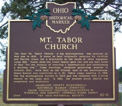 Mt. Tabor Church Marker image. Click for full size.