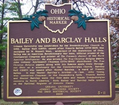 Bailey and Barclay Halls Marker (side A) image. Click for full size.