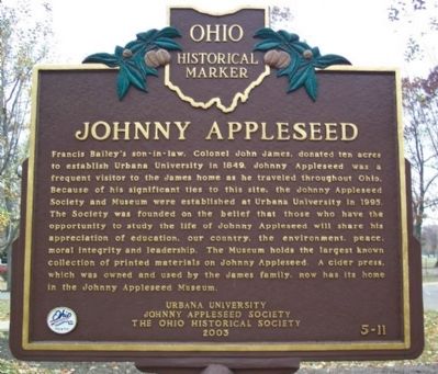Johnny Appleseed Marker (side B). Click for full size. Johnny Appleseed Marker (side B) image. Click for full size.