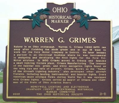 Warren G. Grimes Marker (side A) image. Click for full size.