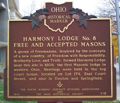 Harmony Lodge No. 8 Free and Accepted Masons Marker image. Click for full size.