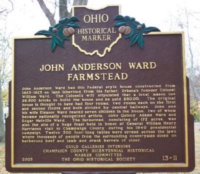 John Anderson Ward Farmstead Marker (side A) image. Click for full size.
