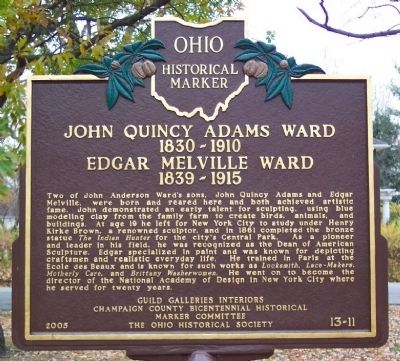 John Quincy Adams Ward & Edgar Melville Ward Marker (side B). Click for full size. John Quincy Adams Ward & Edgar Melville Ward Marker (side B) image. Click for full size.