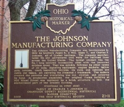 The Johnson Manufacturing Company Marker (side A) image. Click for full size.