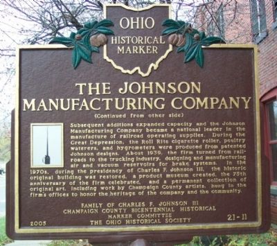 The Johnson Manufacturing Company Marker (side B) image. Click for full size.